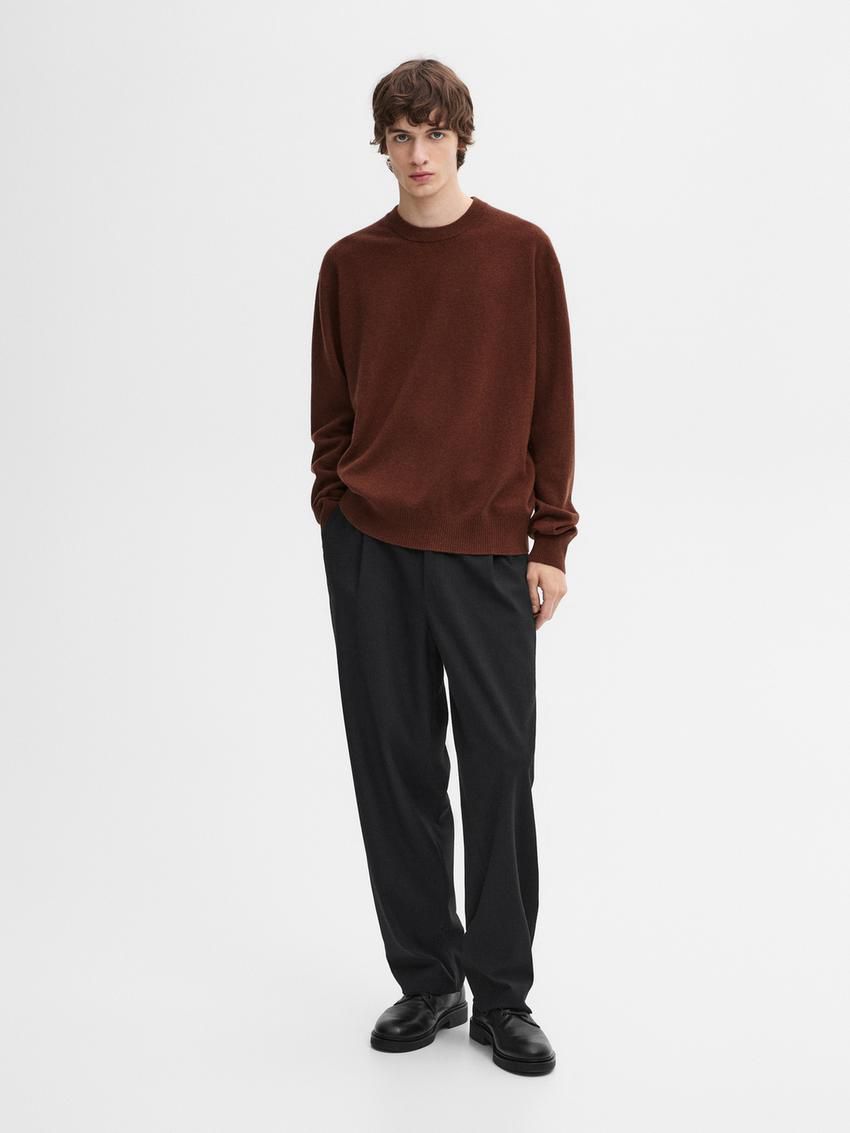 Massimo Dutti Cashmere Knitted Men Jumpers Brown Red | US-WG1902786