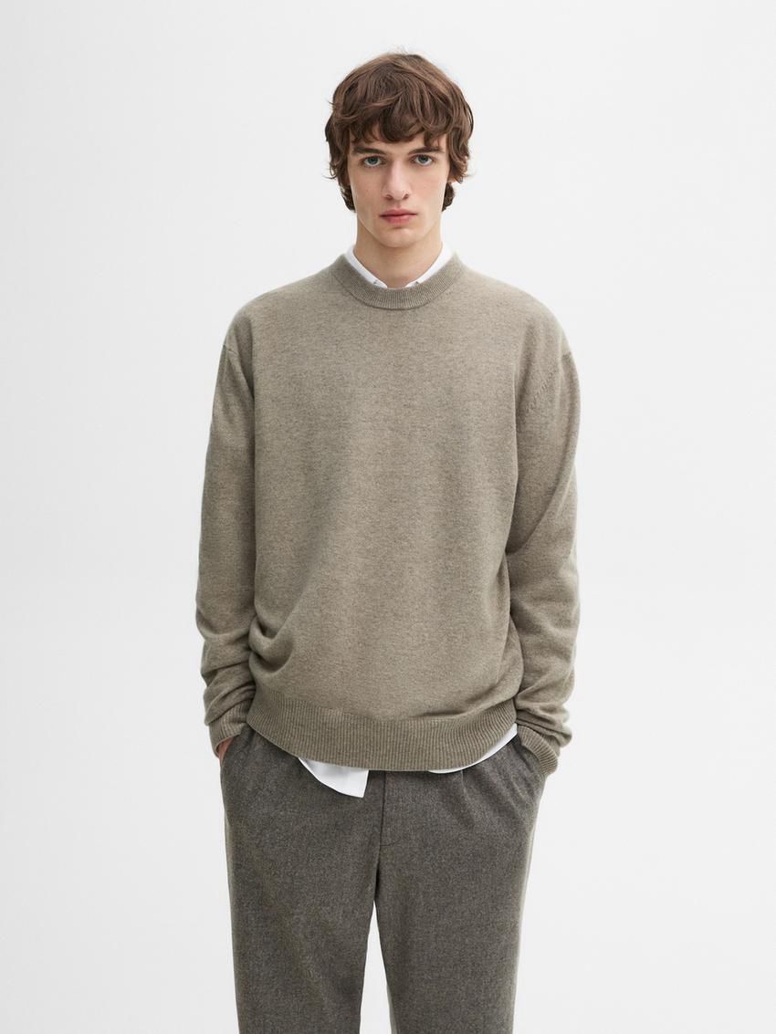 Massimo Dutti Cashmere Knitted Men Jumpers Khaki | US-WR4327680