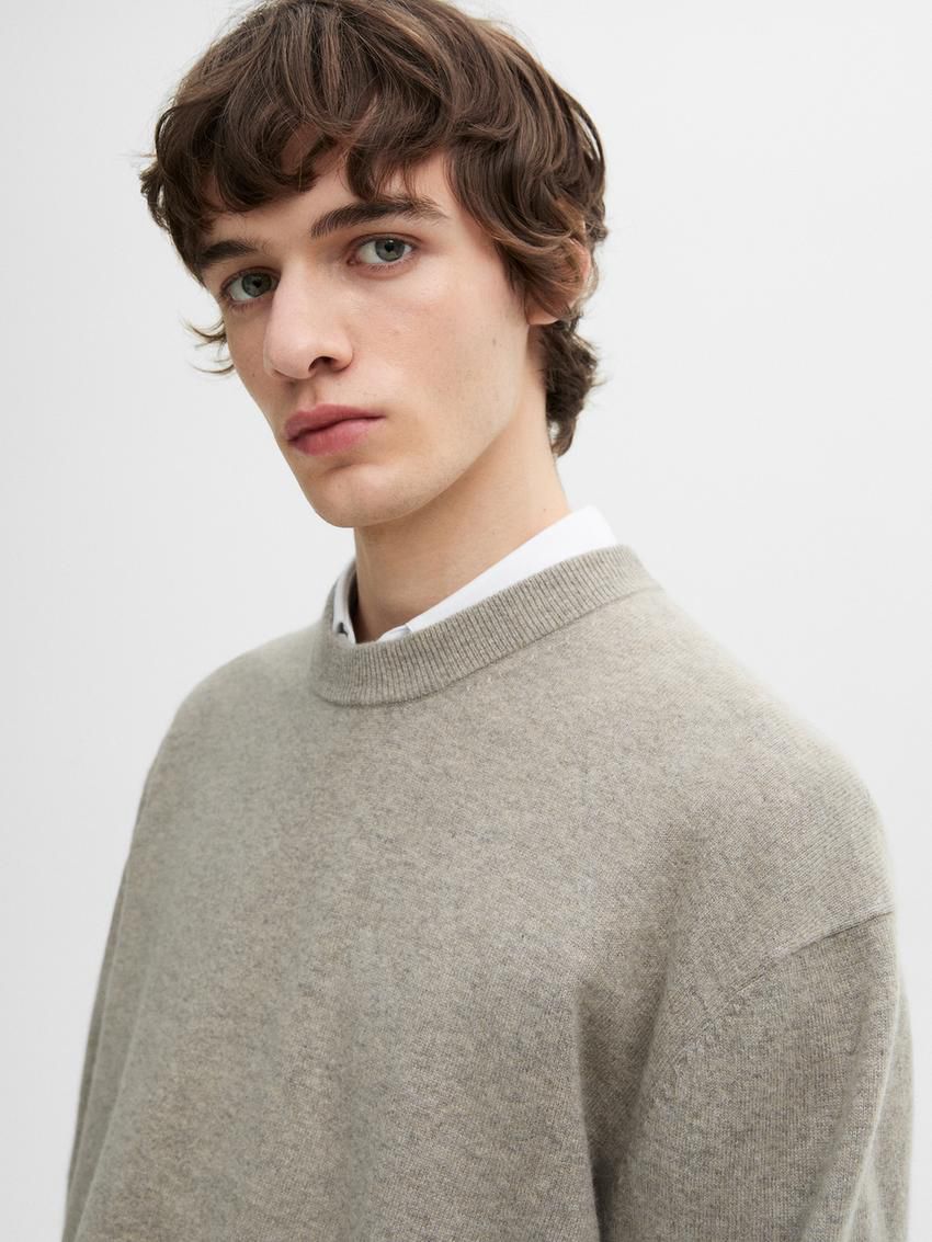 Massimo Dutti Cashmere Knitted Men Jumpers Khaki | US-WR4327680