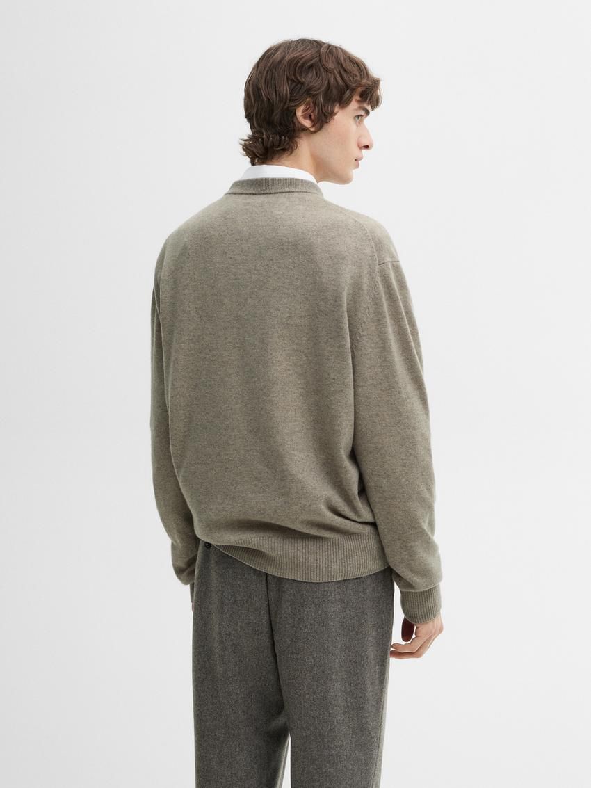 Massimo Dutti Cashmere Knitted Men Jumpers Khaki | US-WR4327680