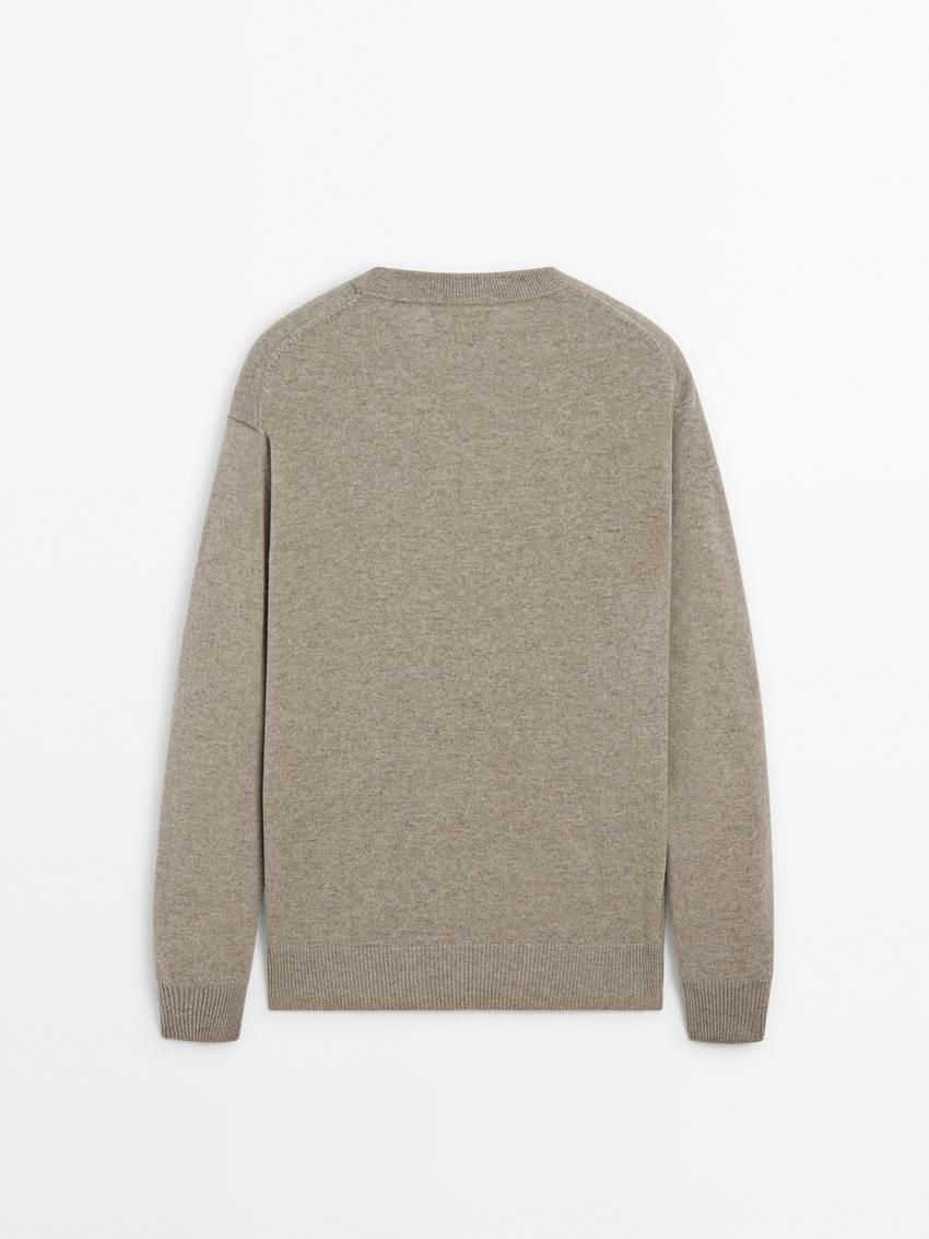 Massimo Dutti Cashmere Knitted Men Jumpers Khaki | US-WR4327680