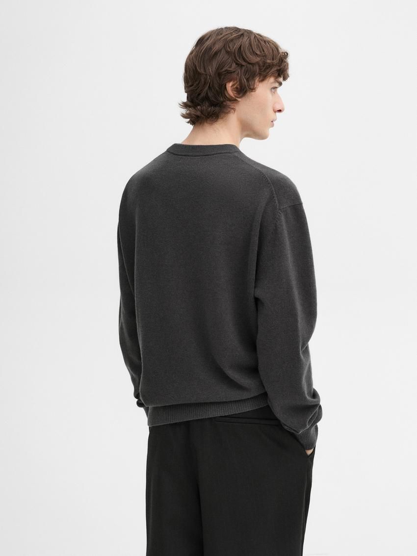 Massimo Dutti Cashmere Knitted Men Jumpers Dark Grey | US-CX8603215