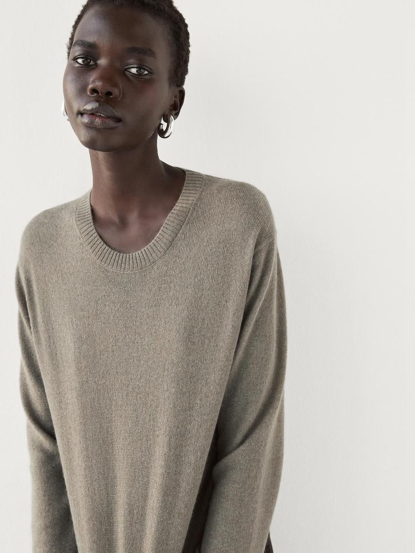 Massimo Dutti Cashmere Knitted Women Jumpers Khaki | US-RX3814629