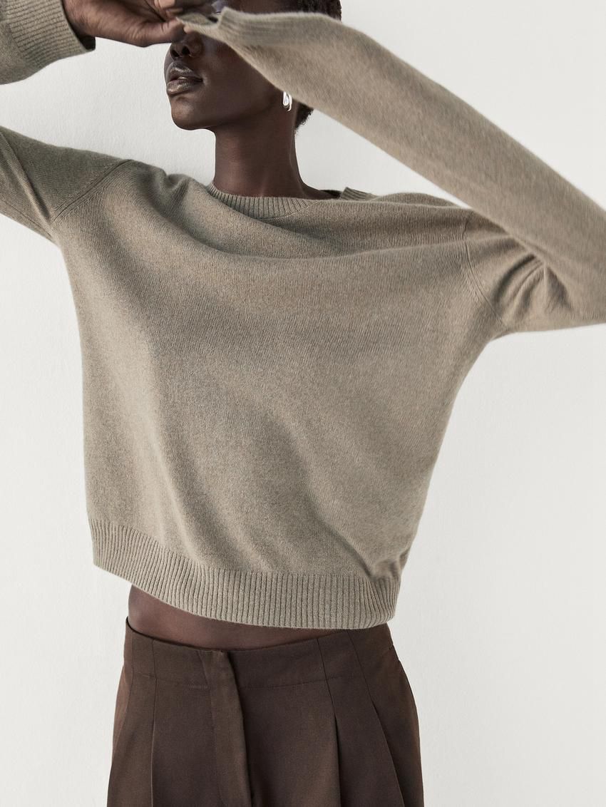 Massimo Dutti Cashmere Knitted Women Jumpers Khaki | US-RX3814629