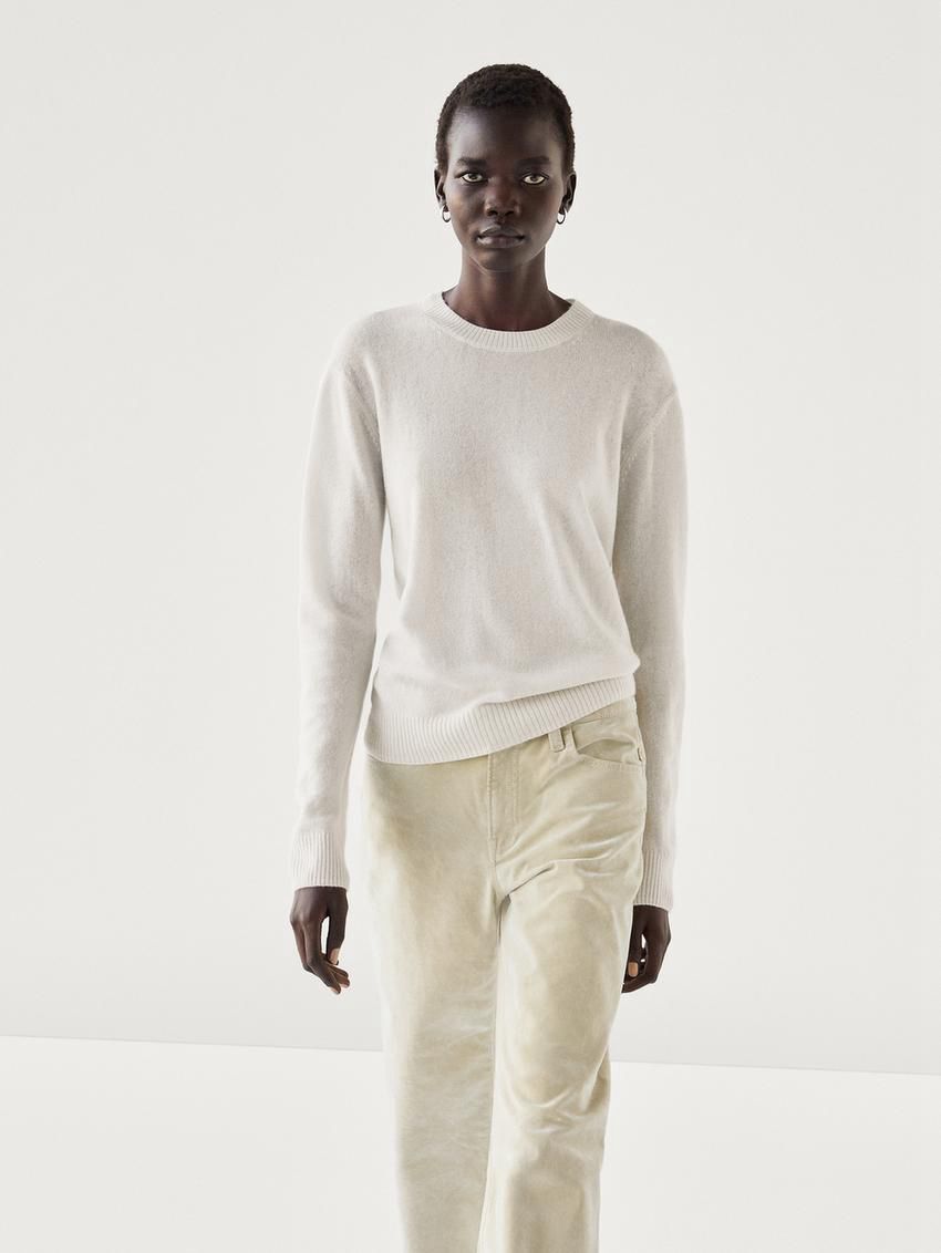 Massimo Dutti Cashmere Knitted Women Jumpers Cream | US-SX7612094