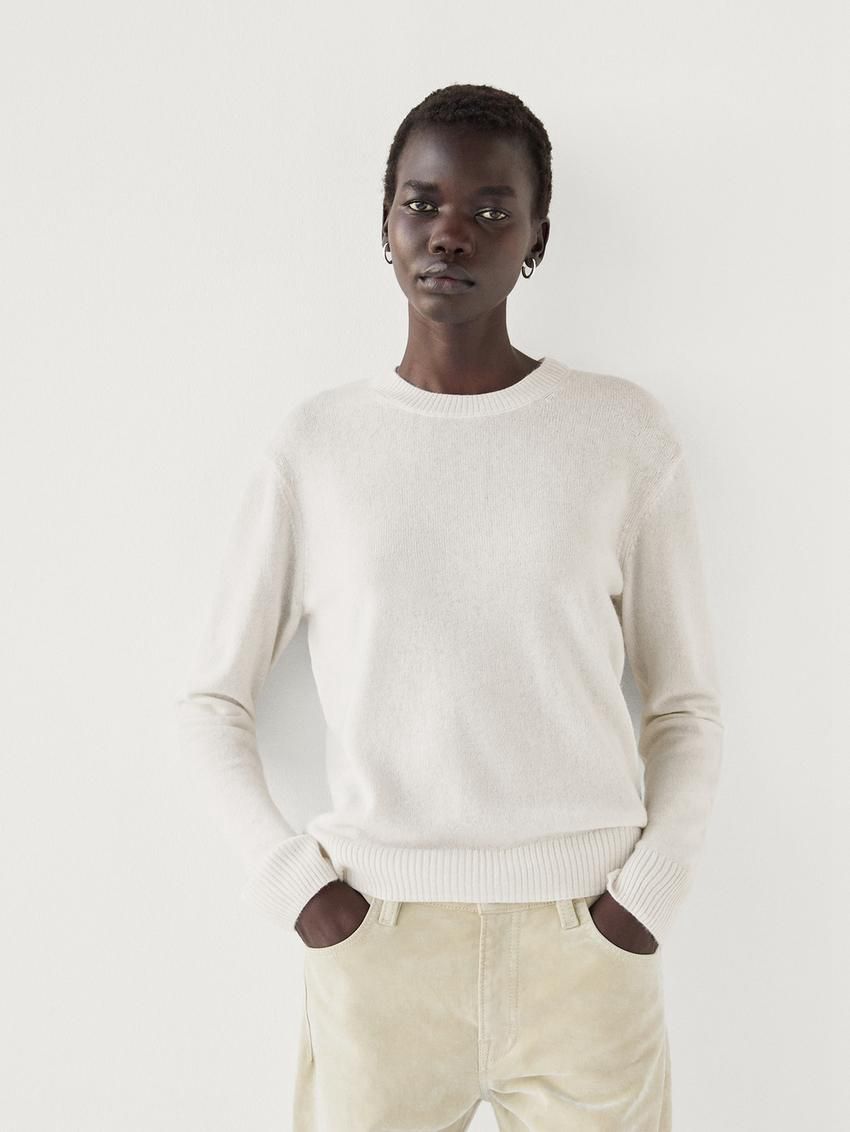 Massimo Dutti Cashmere Knitted Women Jumpers Cream | US-SX7612094