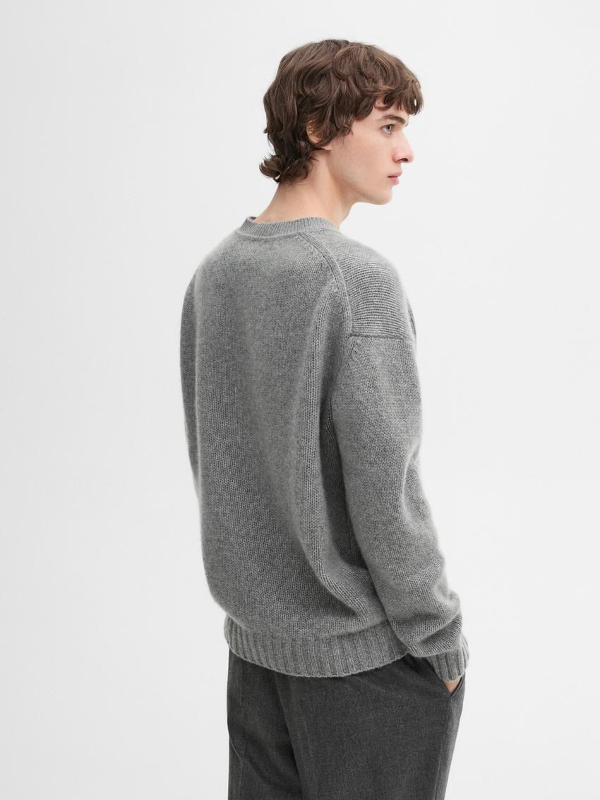 Massimo Dutti Cashmere V-neck Knit Men Sweater Grey | US-WP3642915