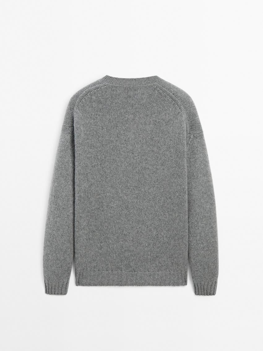 Massimo Dutti Cashmere V-neck Knit Men Sweater Grey | US-WP3642915