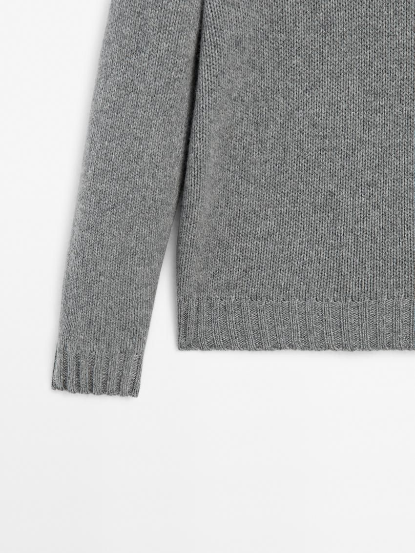 Massimo Dutti Cashmere V-neck Knit Men Sweater Grey | US-WP3642915