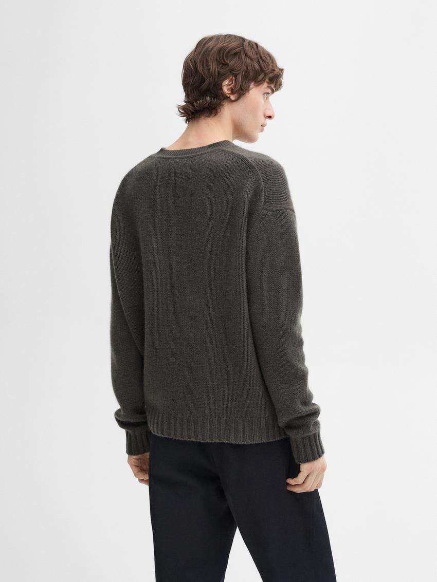 Massimo Dutti Cashmere V-neck Knit Men Sweater Dark Grey | US-ME8096237