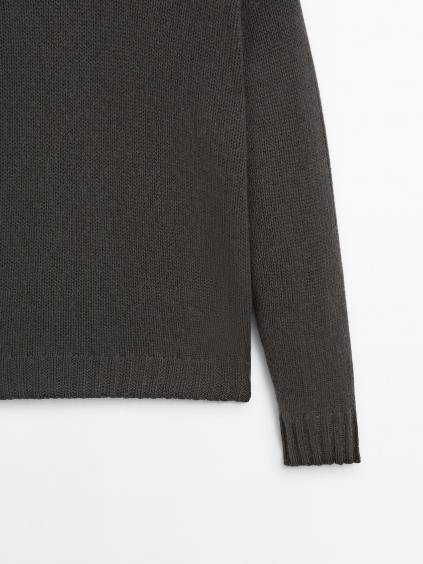 Massimo Dutti Cashmere V-neck Knit Men Sweater Dark Grey | US-ME8096237