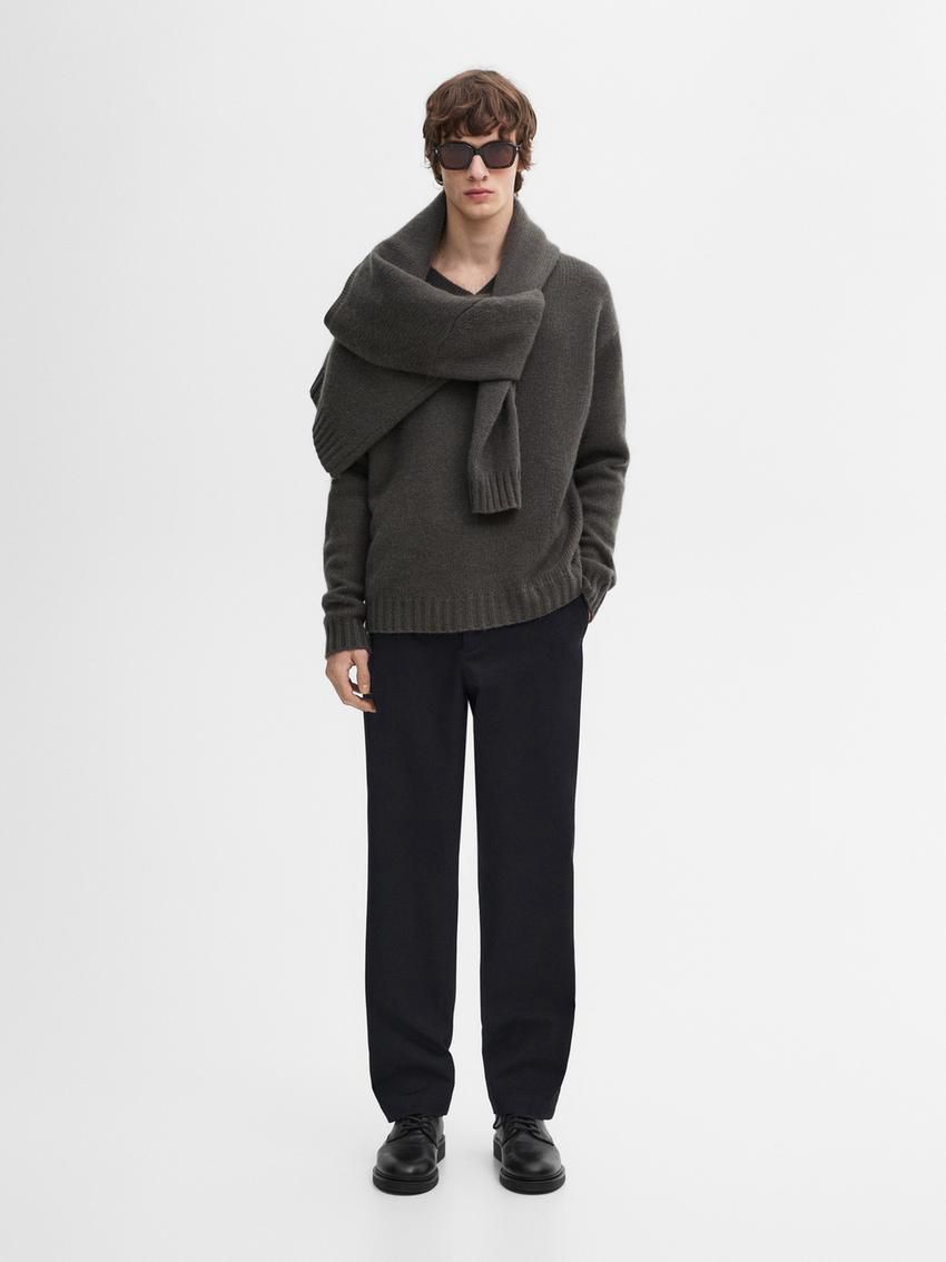 Massimo Dutti Cashmere V-neck Knit Men Sweater Dark Grey | US-ME8096237