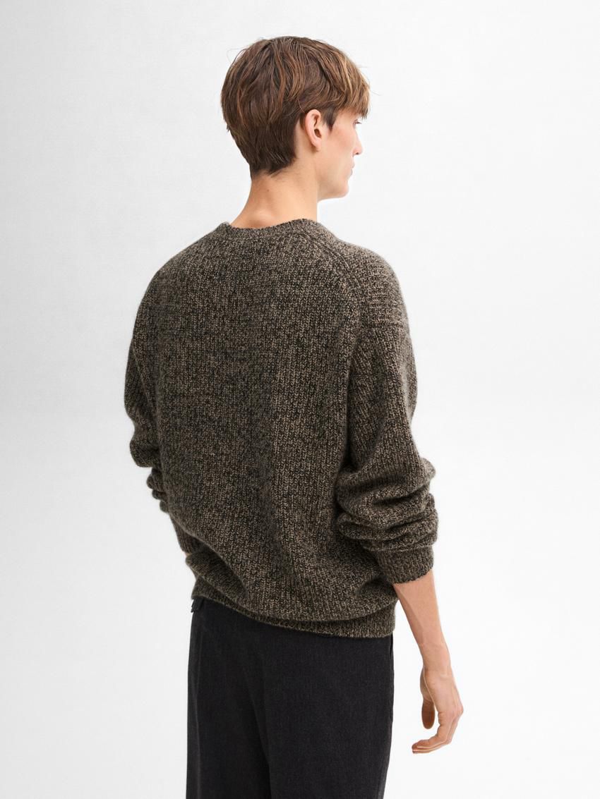 Massimo Dutti Cashmere With Fabric Detail Men Sweater Dark Brown | US-NP2075198