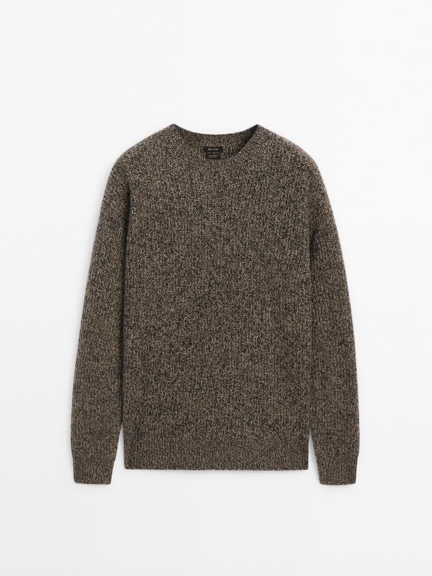 Massimo Dutti Cashmere With Fabric Detail Men Sweater Dark Brown | US-NP2075198