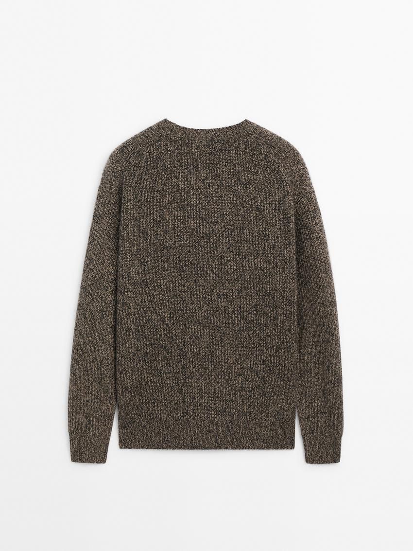 Massimo Dutti Cashmere With Fabric Detail Men Sweater Dark Brown | US-NP2075198
