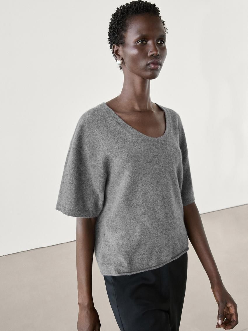 Massimo Dutti Cashmere With Flecked Detail Women Sweater Grey | US-AK7496812