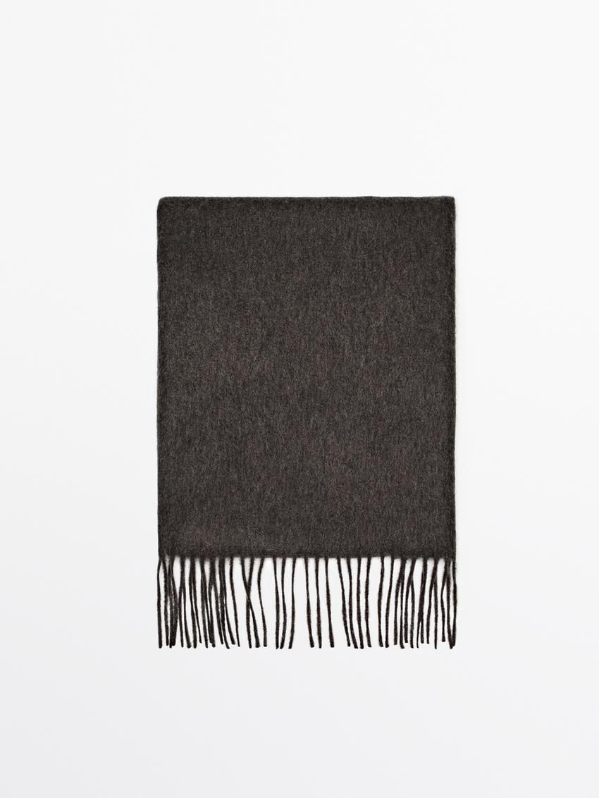 Massimo Dutti Cashmere With Fringing Women Scarf Dark Brown | US-WG0674381