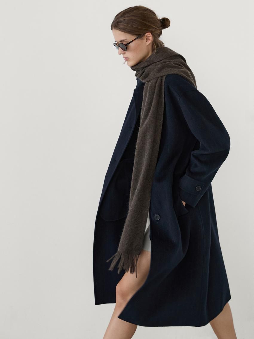 Massimo Dutti Cashmere With Fringing Women Scarf Dark Brown | US-WG0674381