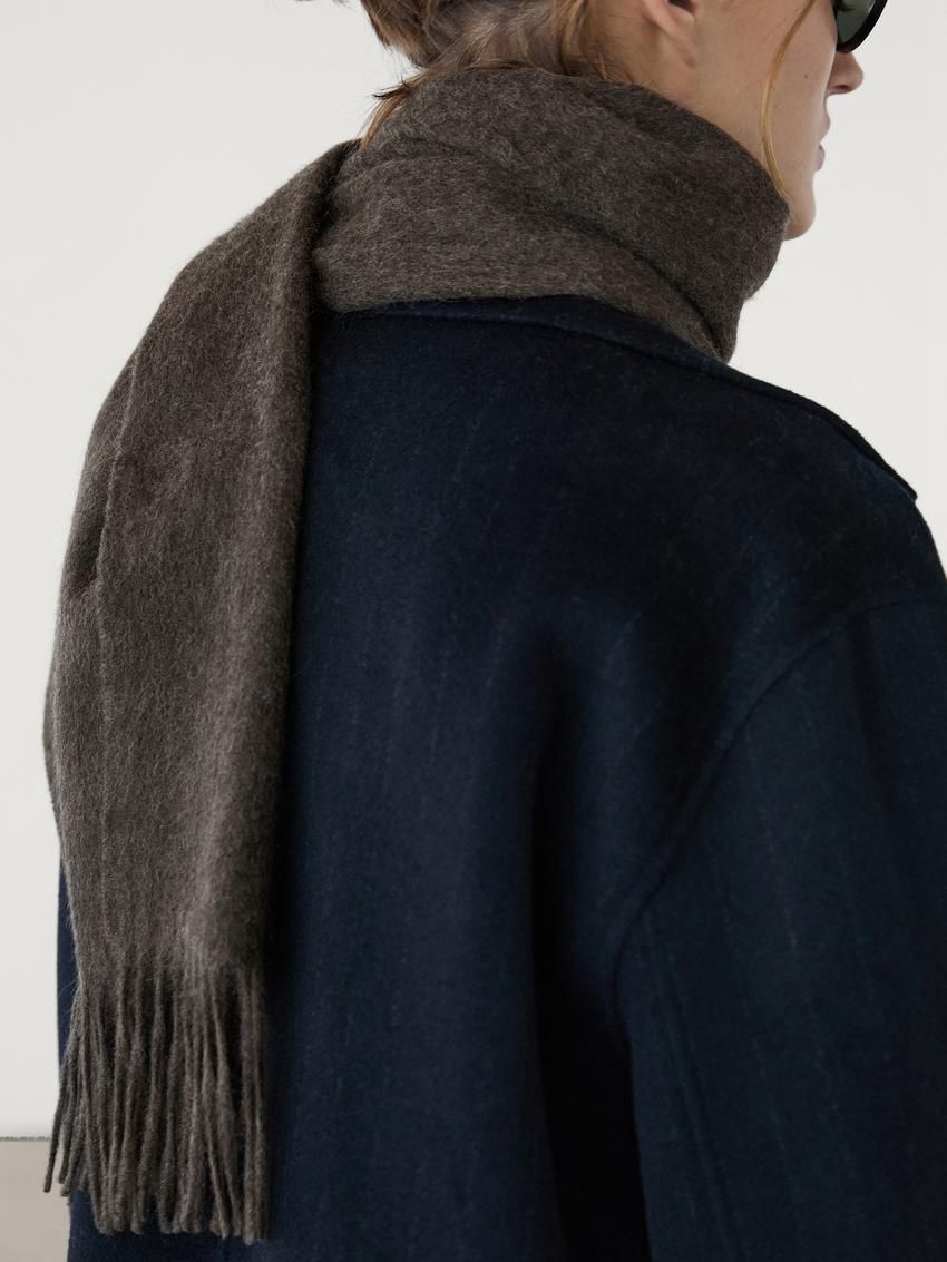 Massimo Dutti Cashmere With Fringing Women Scarf Dark Brown | US-WG0674381
