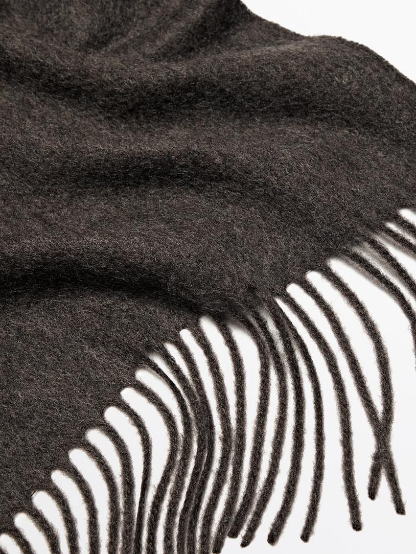 Massimo Dutti Cashmere With Fringing Women Scarf Dark Brown | US-WG0674381