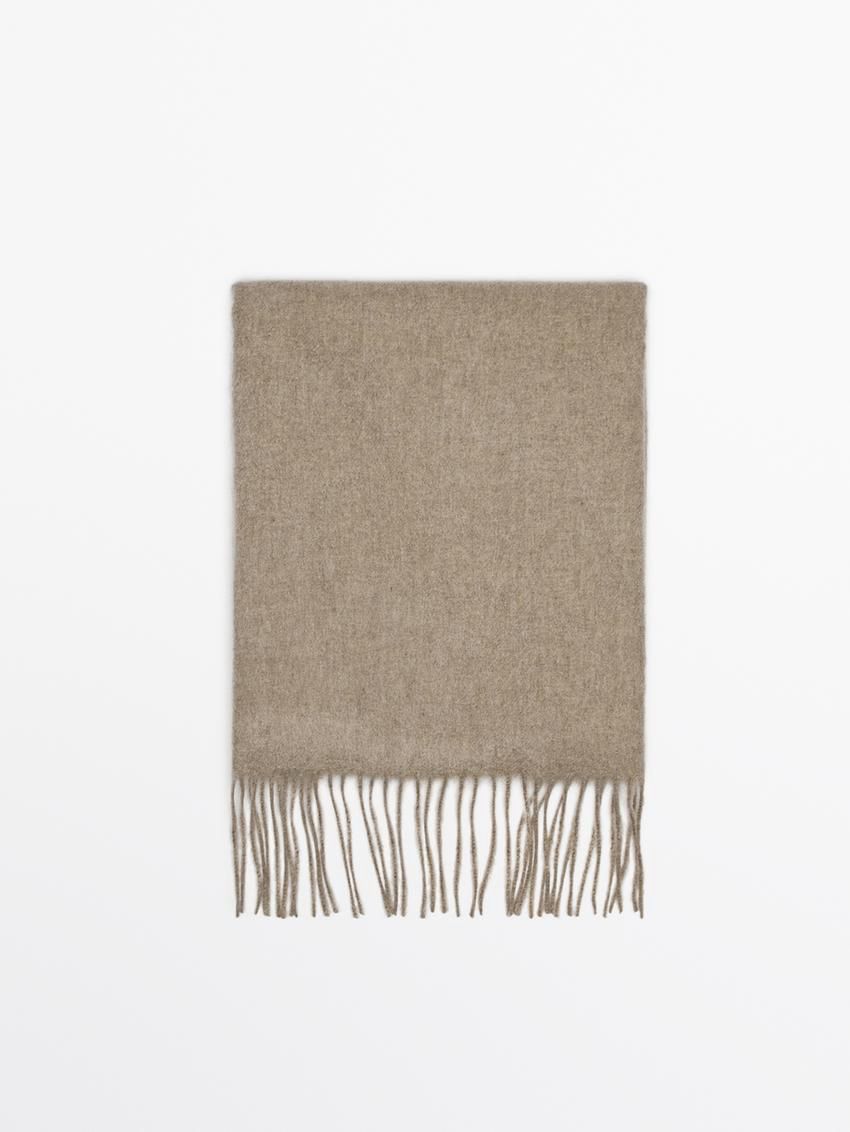 Massimo Dutti Cashmere With Fringing Women Scarf Beige | US-OW8413762