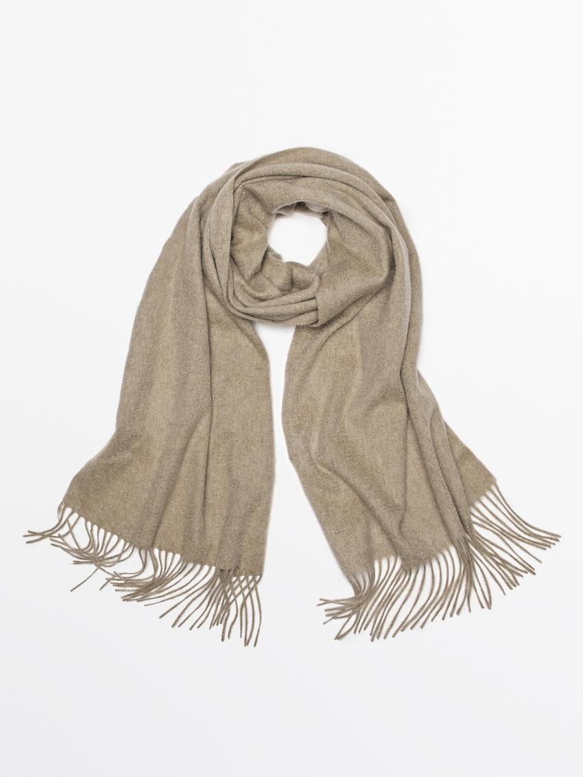 Massimo Dutti Cashmere With Fringing Women Scarf Beige | US-OW8413762