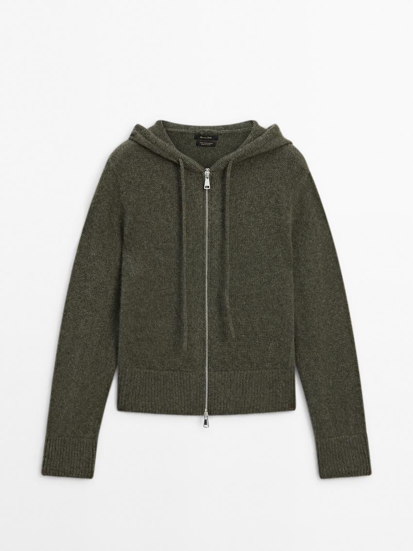 Massimo Dutti Cashmere With Hood Women Cardigan Green | US-ZA2630954