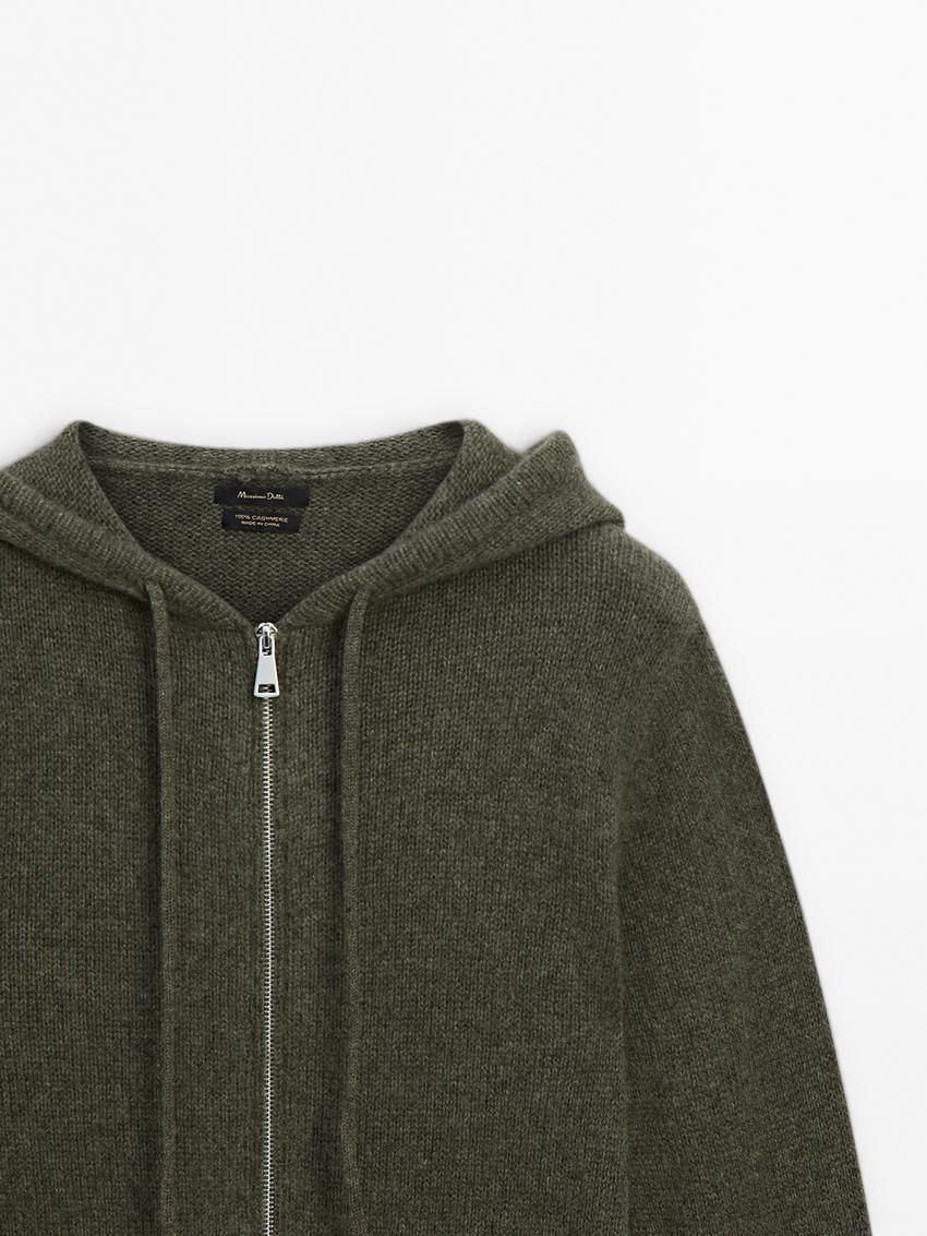 Massimo Dutti Cashmere With Hood Women Cardigan Green | US-ZA2630954