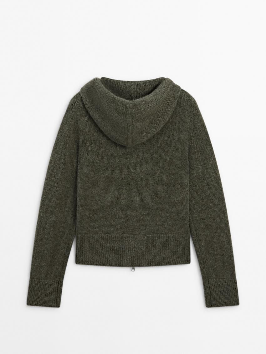 Massimo Dutti Cashmere With Hood Women Cardigan Green | US-ZA2630954