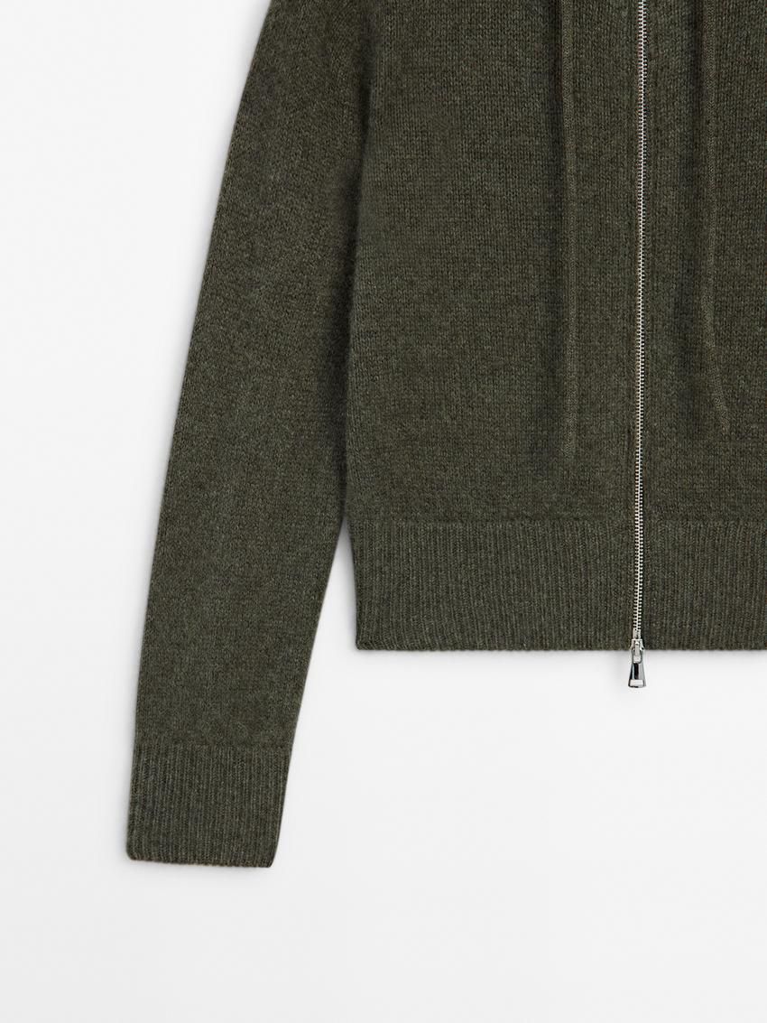 Massimo Dutti Cashmere With Hood Women Cardigan Green | US-ZA2630954