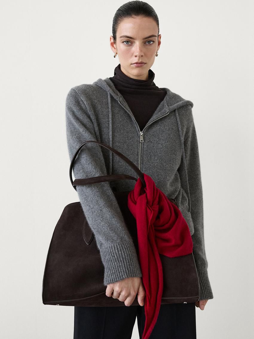 Massimo Dutti Cashmere With Hood Women Cardigan Grey | US-UW0245319