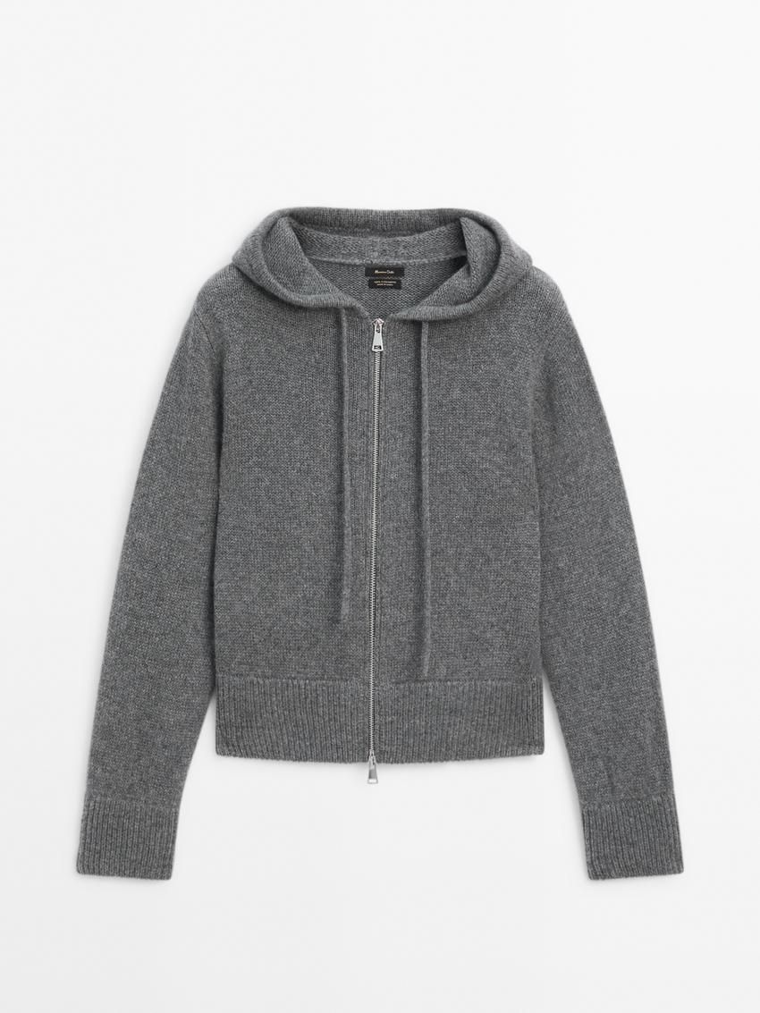 Massimo Dutti Cashmere With Hood Women Cardigan Grey | US-UW0245319