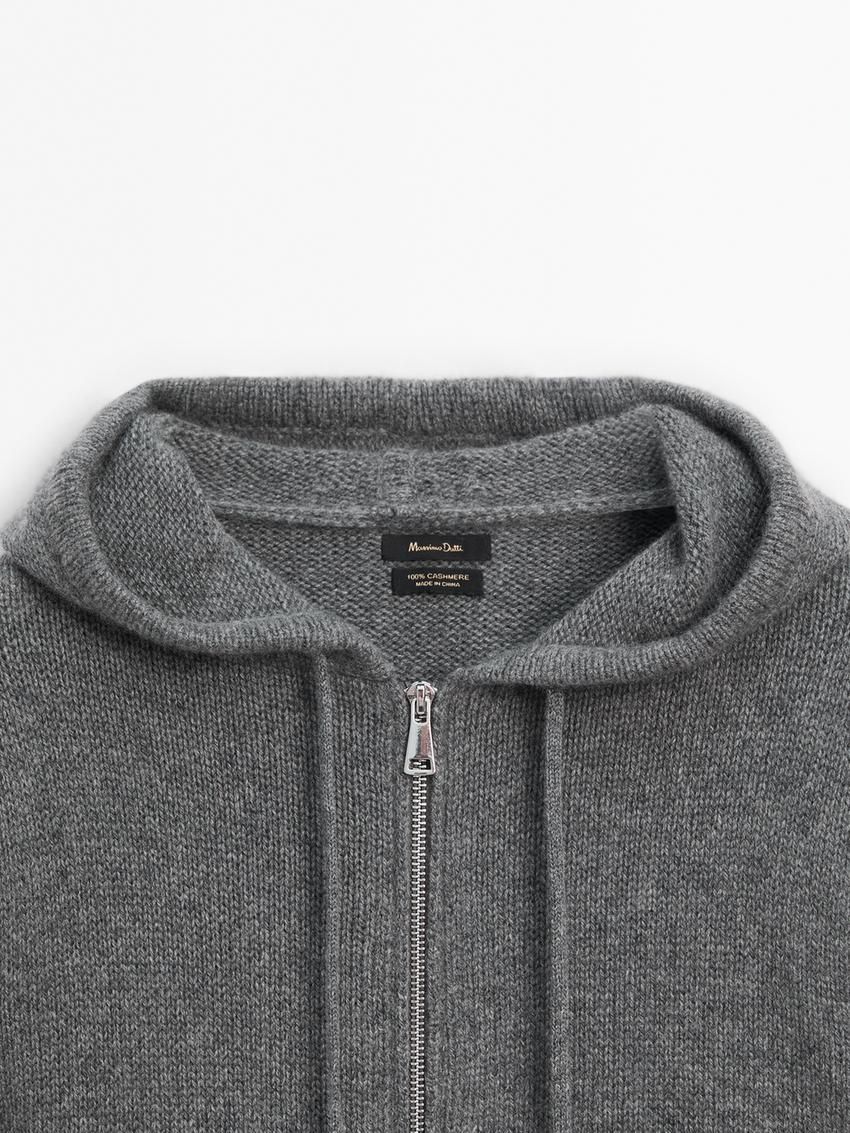 Massimo Dutti Cashmere With Hood Women Cardigan Grey | US-UW0245319