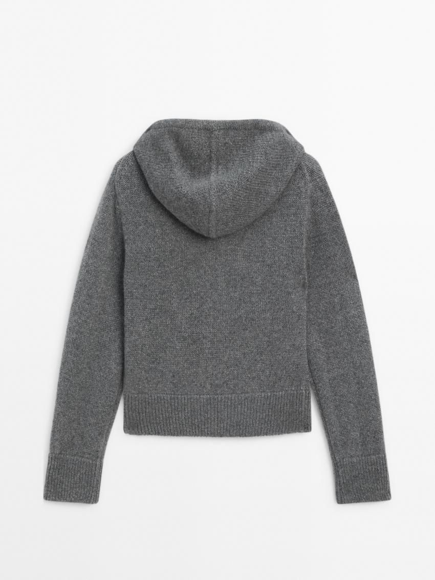 Massimo Dutti Cashmere With Hood Women Cardigan Grey | US-UW0245319