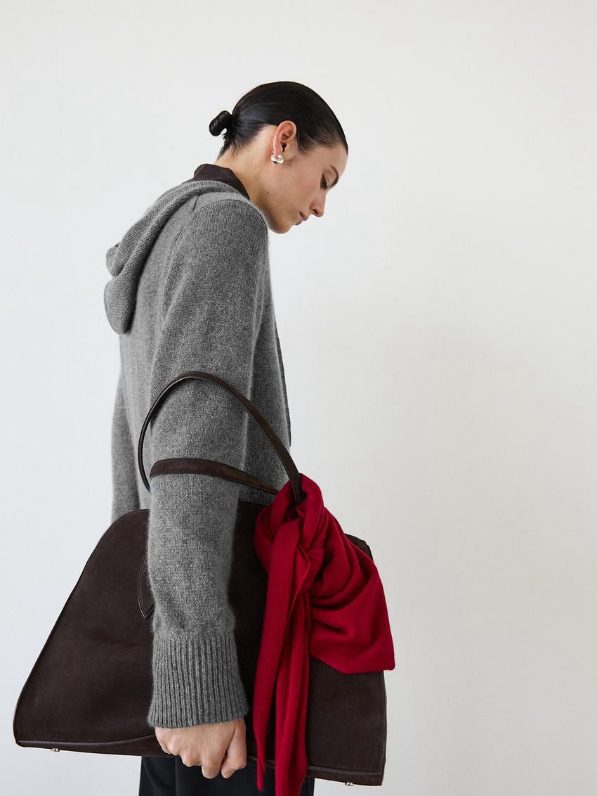 Massimo Dutti Cashmere With Hood Women Cardigan Grey | US-UW0245319