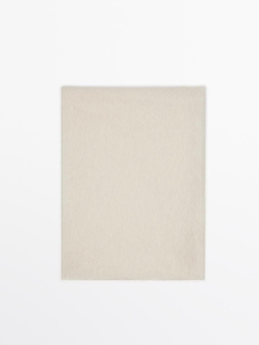 Massimo Dutti Cashmere With Melange Detail Women Scarf Cream | US-YR0478139