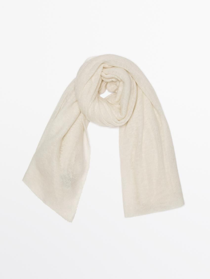 Massimo Dutti Cashmere With Melange Detail Women Scarf Cream | US-YR0478139