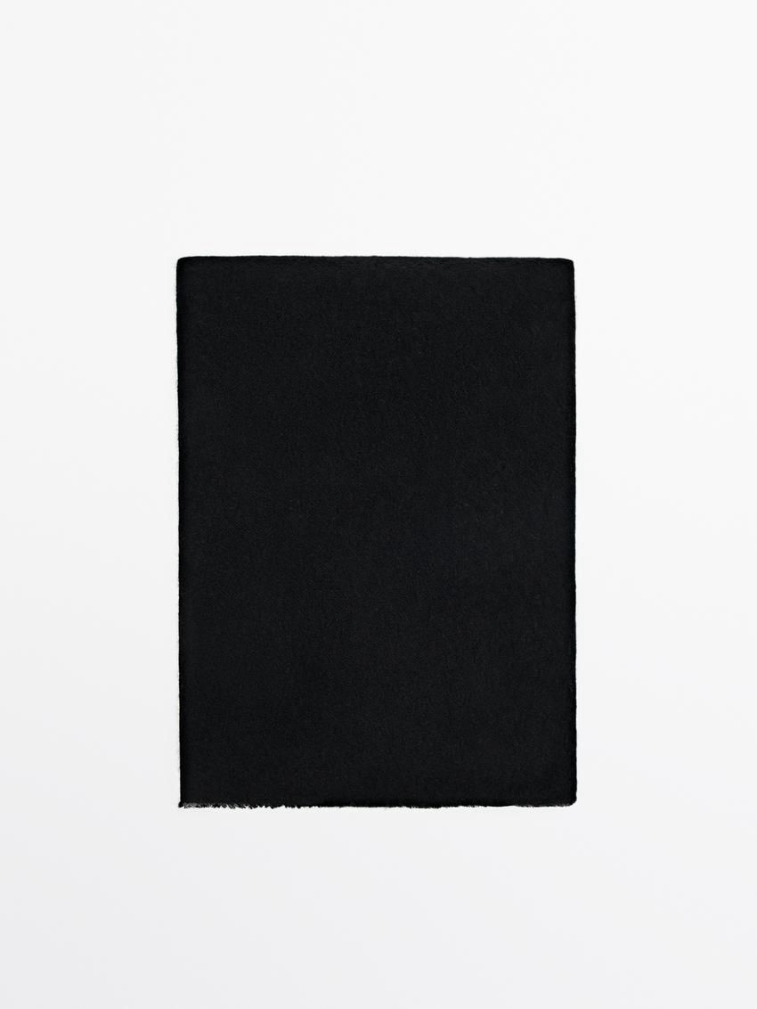 Massimo Dutti Cashmere With Melange Detail Women Scarf Black | US-BT8907146