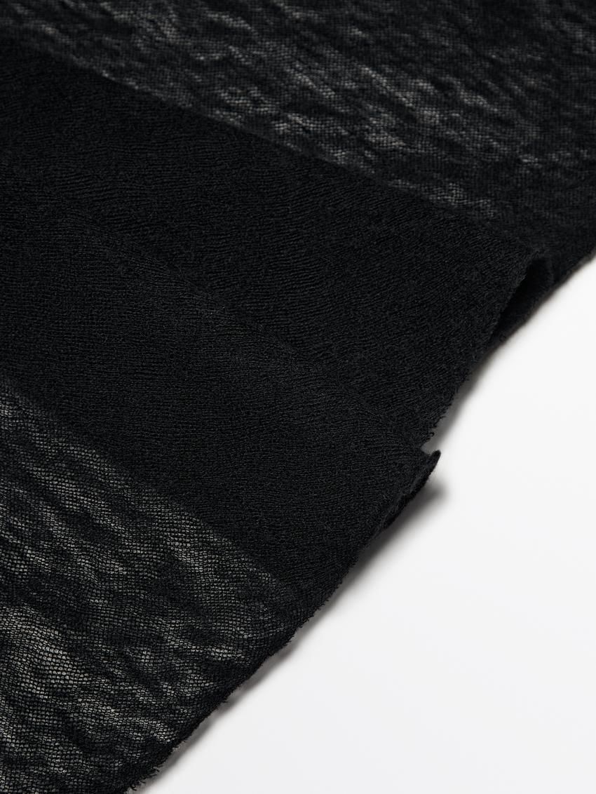Massimo Dutti Cashmere With Melange Detail Women Scarf Black | US-BT8907146