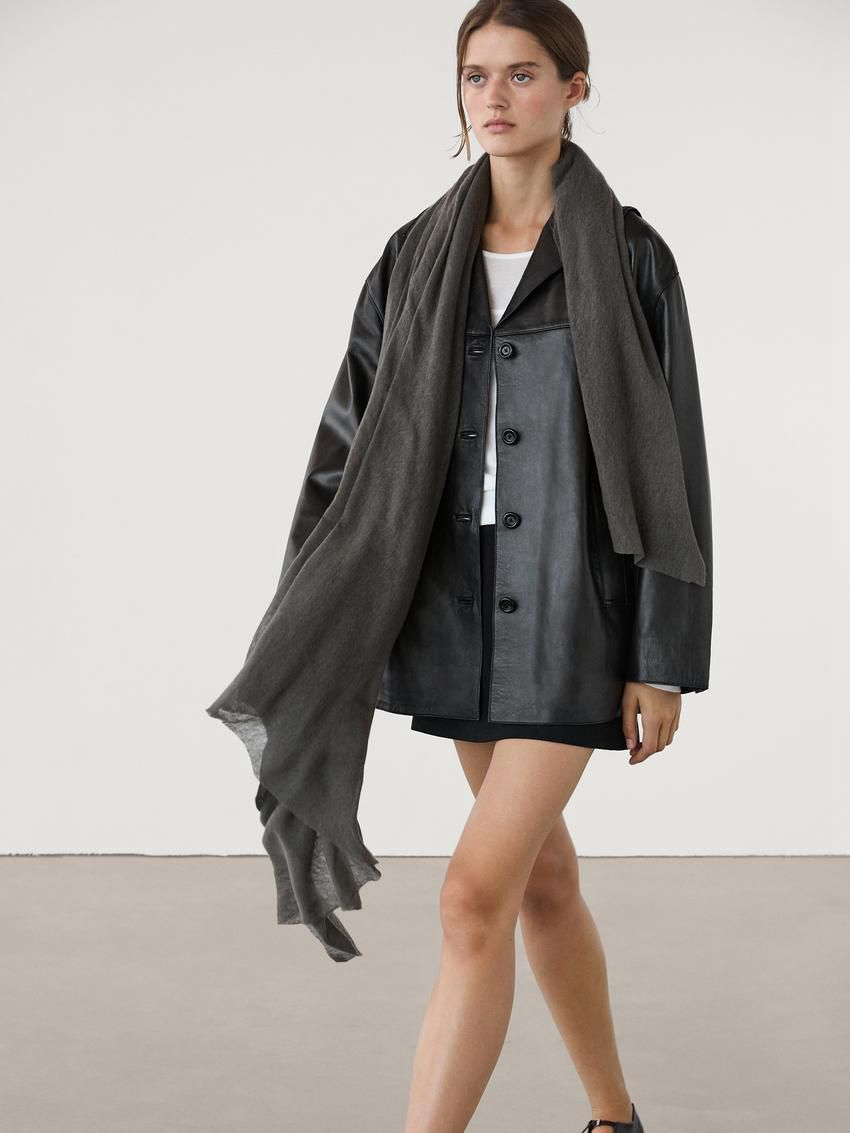 Massimo Dutti Cashmere With Melange Detail Women Scarf Brown Grey | US-DY1520684