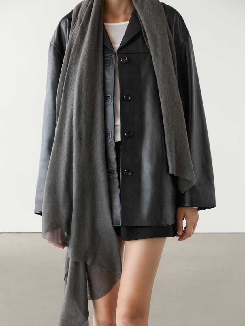 Massimo Dutti Cashmere With Melange Detail Women Scarf Brown Grey | US-DY1520684