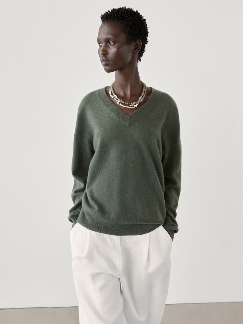 Massimo Dutti Cashmere Women Jumpers Dark Green | US-UA4752398