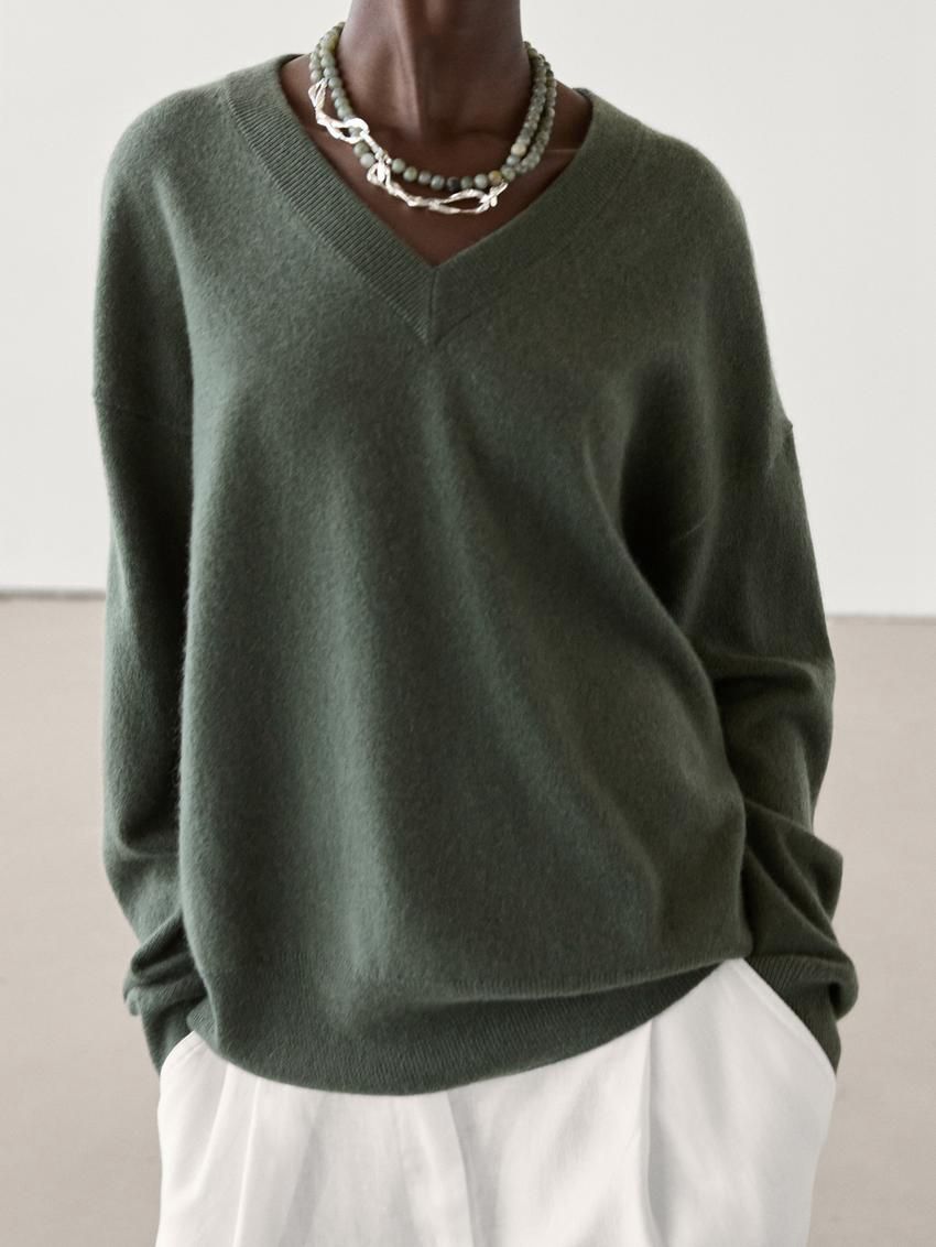 Massimo Dutti Cashmere Women Jumpers Dark Green | US-UA4752398