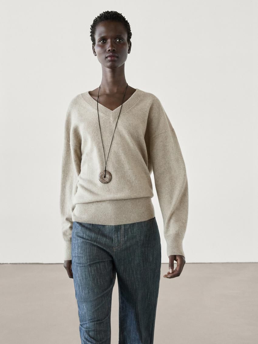 Massimo Dutti Cashmere Women Jumpers Khaki | US-KL5768109