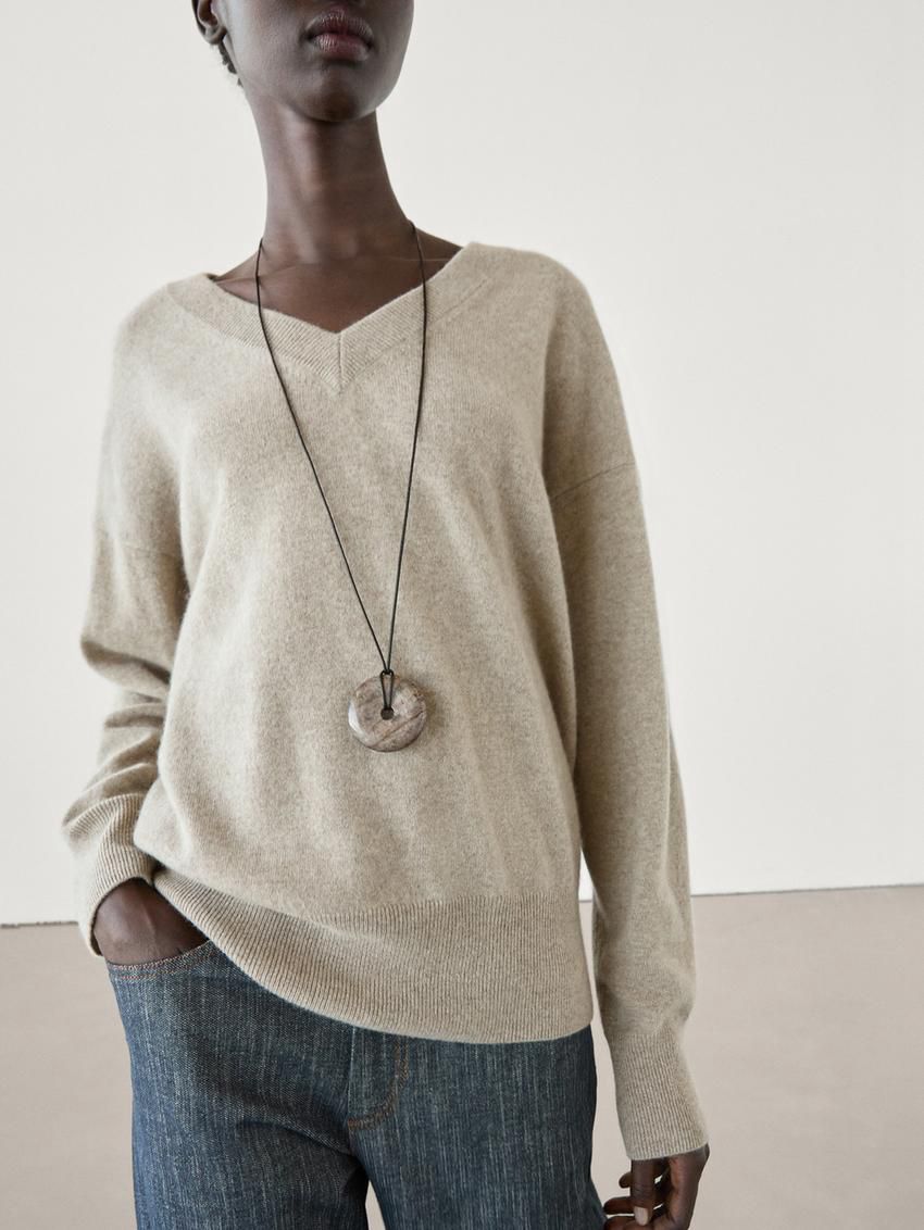 Massimo Dutti Cashmere Women Jumpers Khaki | US-KL5768109