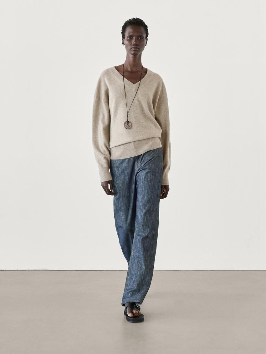 Massimo Dutti Cashmere Women Jumpers Khaki | US-KL5768109