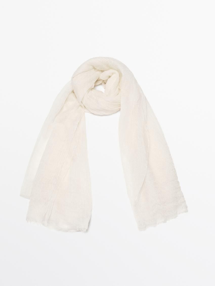 Massimo Dutti Cashmere Women Scarf Cream | US-YX1658702