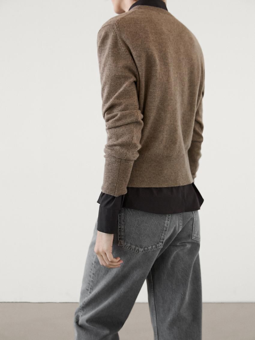 Massimo Dutti Cashmere Wool Crew Neck Women Jumpers Dark Beige | US-OT6039418