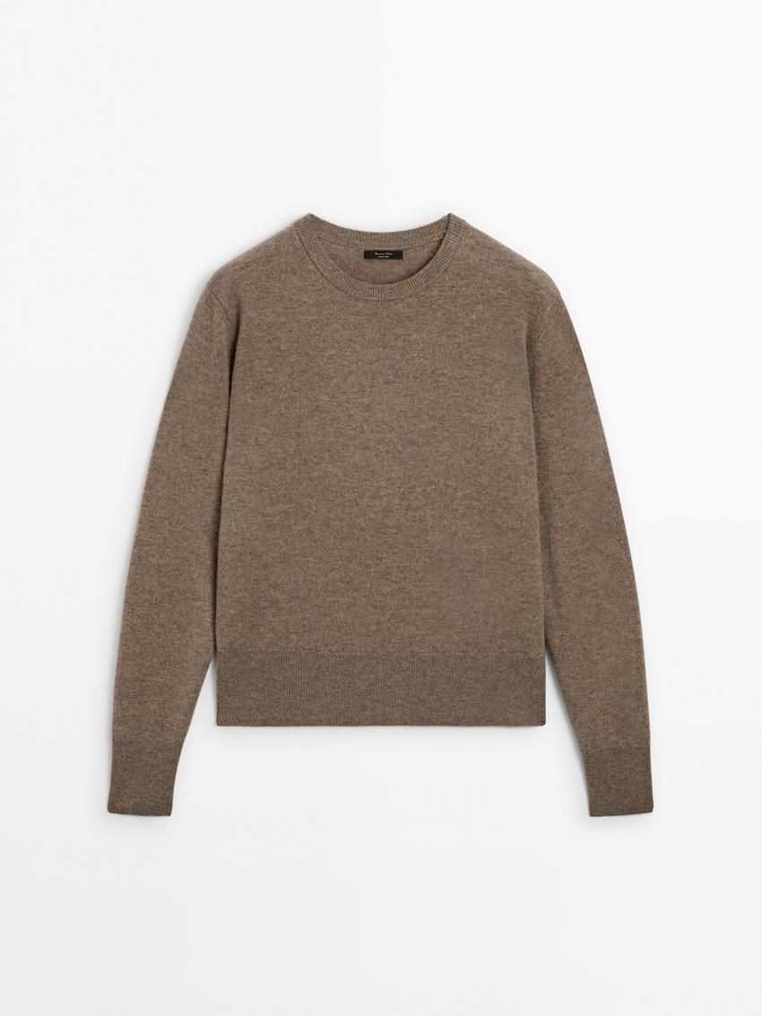 Massimo Dutti Cashmere Wool Crew Neck Women Jumpers Dark Beige | US-OT6039418