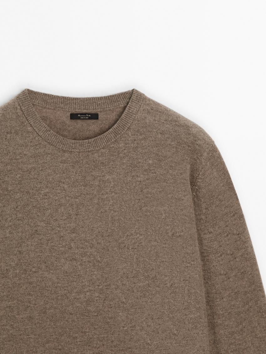 Massimo Dutti Cashmere Wool Crew Neck Women Jumpers Dark Beige | US-OT6039418